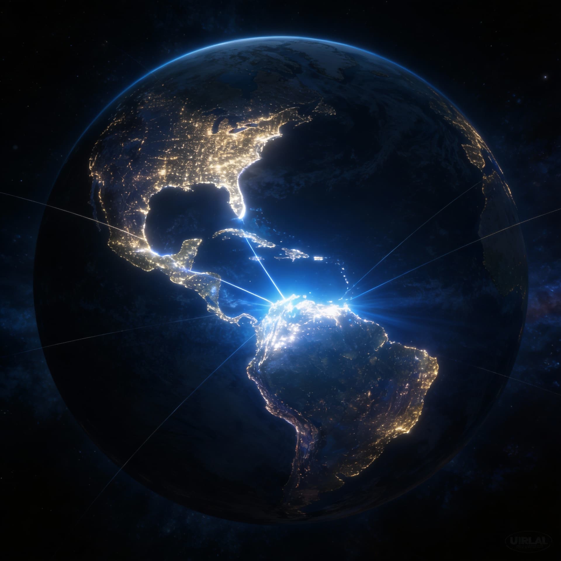 AI generated: Copy the reference images and create an orbital view of Earth from space, Western Hemisphere centere...