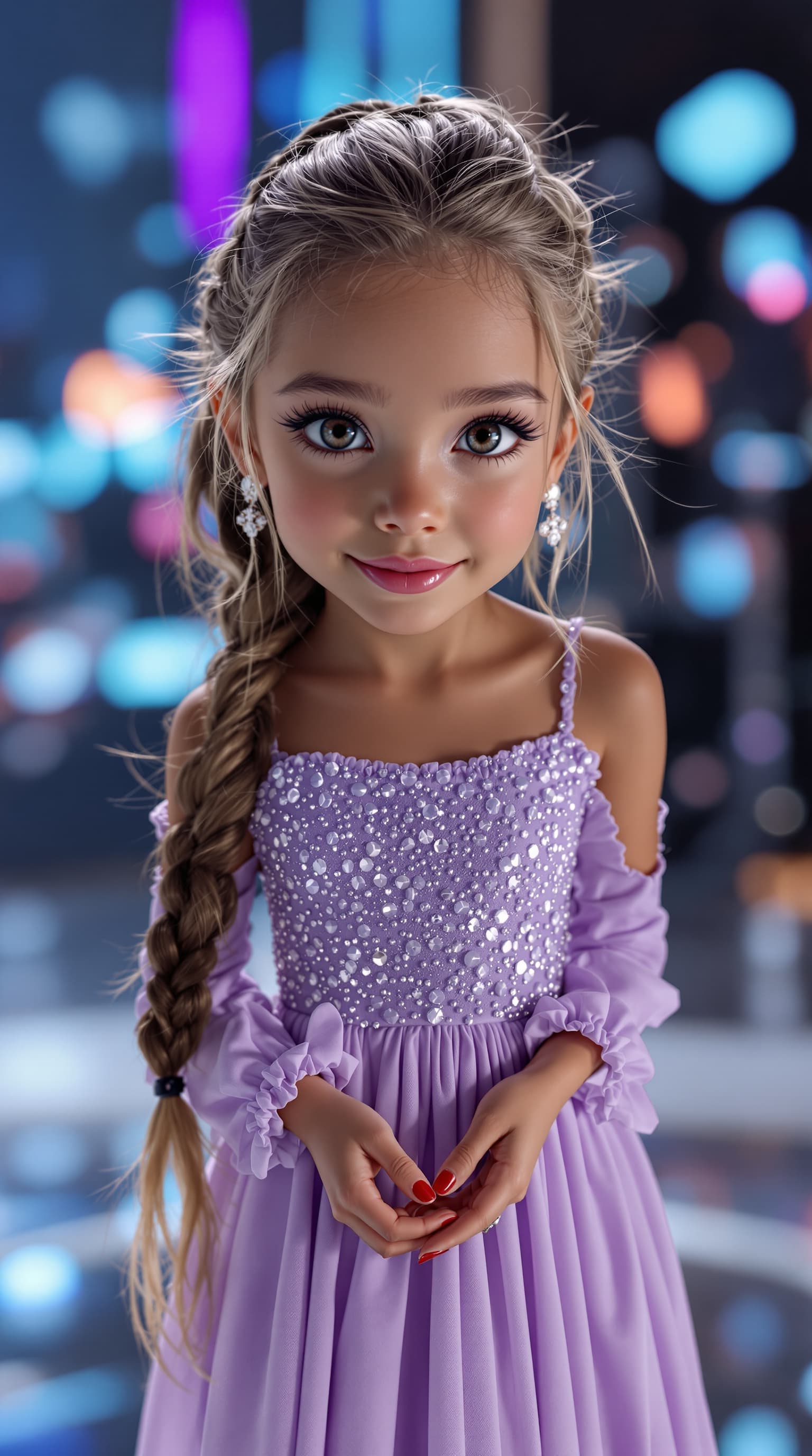 AI generated: A stunning professional photograph captures the world's most beautiful tween girl, Junior Miss Ameri...