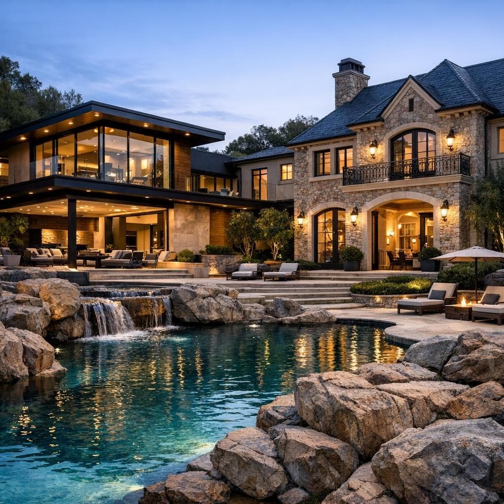 AI generated: mdjrny-v4 style,  Photography with high resolution architecture design photography of a luxury moder...