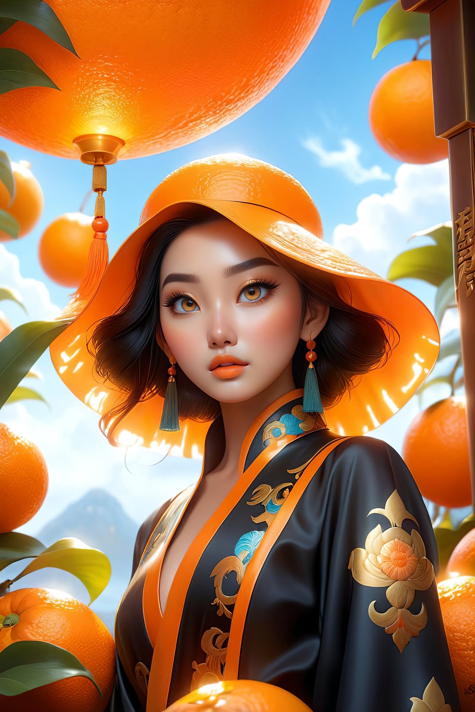 AI generated: (the world is orange:1.3), extremely detailed digital painting, in the style of Fenghua Zhong and Ru...