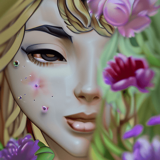 AI generated: picture of a girl dressed in flowers, in the style of artgerm, loose linework, lush and detailed, de...