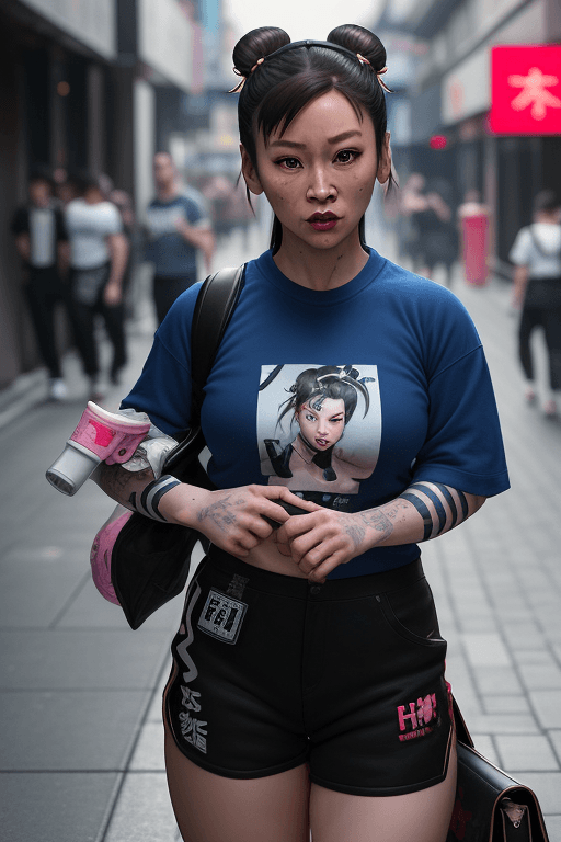 AI generated: street photography of chun-li, edg90hh, urban wear, wearing edg90hh_clothing <lora:edg90hh:0. 9>
Neg...