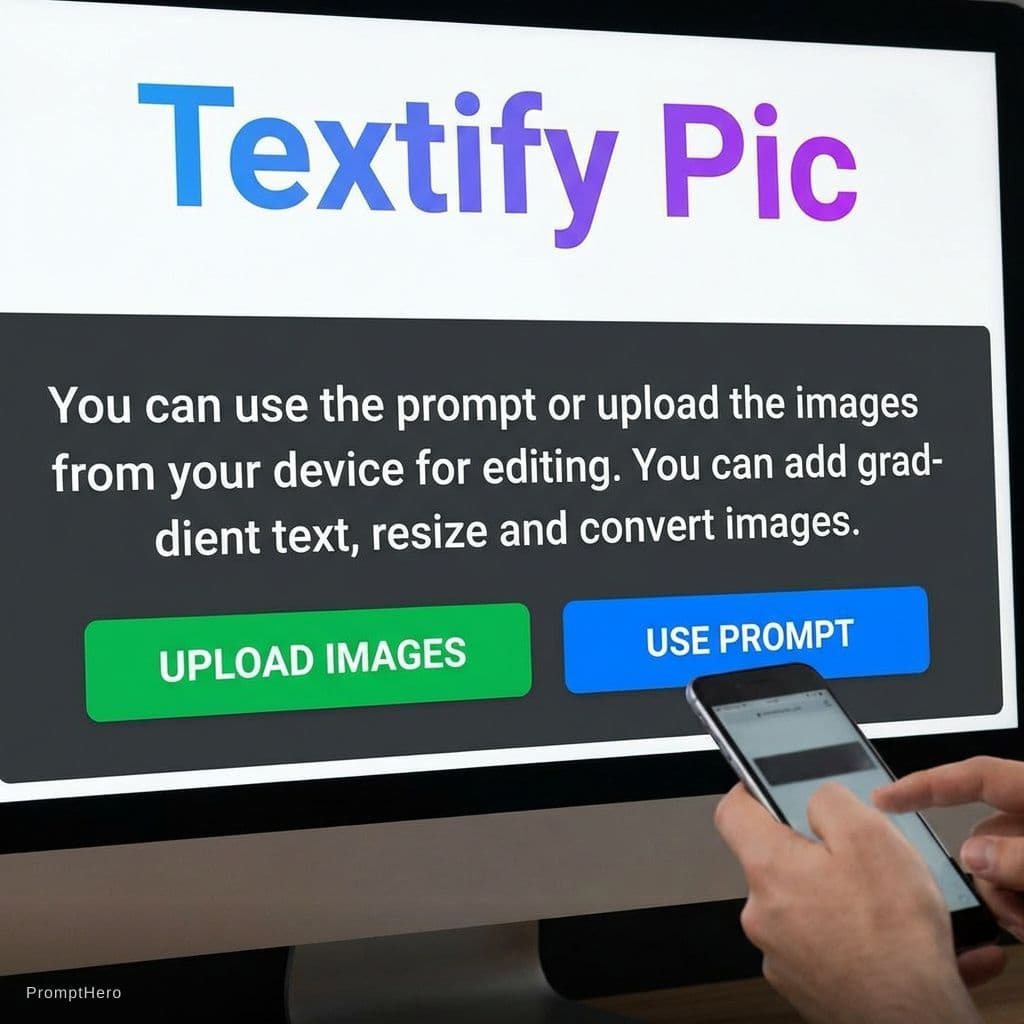 AI generated: Textify Pic: You can use the prompt or upload the images from your device for editing. You can add g...