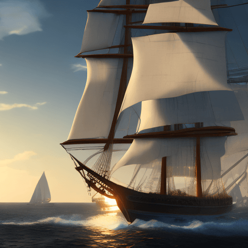 AI generated: Photo of a ultra realistic sailing ship, dramatic light, pale sunrise, cinematic lighting, battered,...