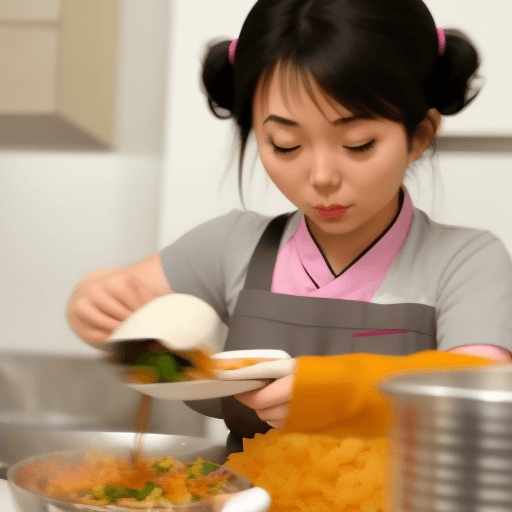 AI generated: asian girl making food