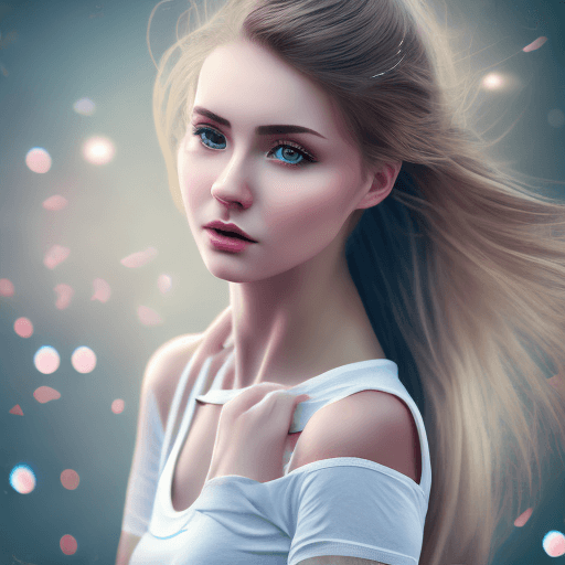 AI generated: very beautiful girl in bright leggings, white short top, charismatic personality, professional photo...