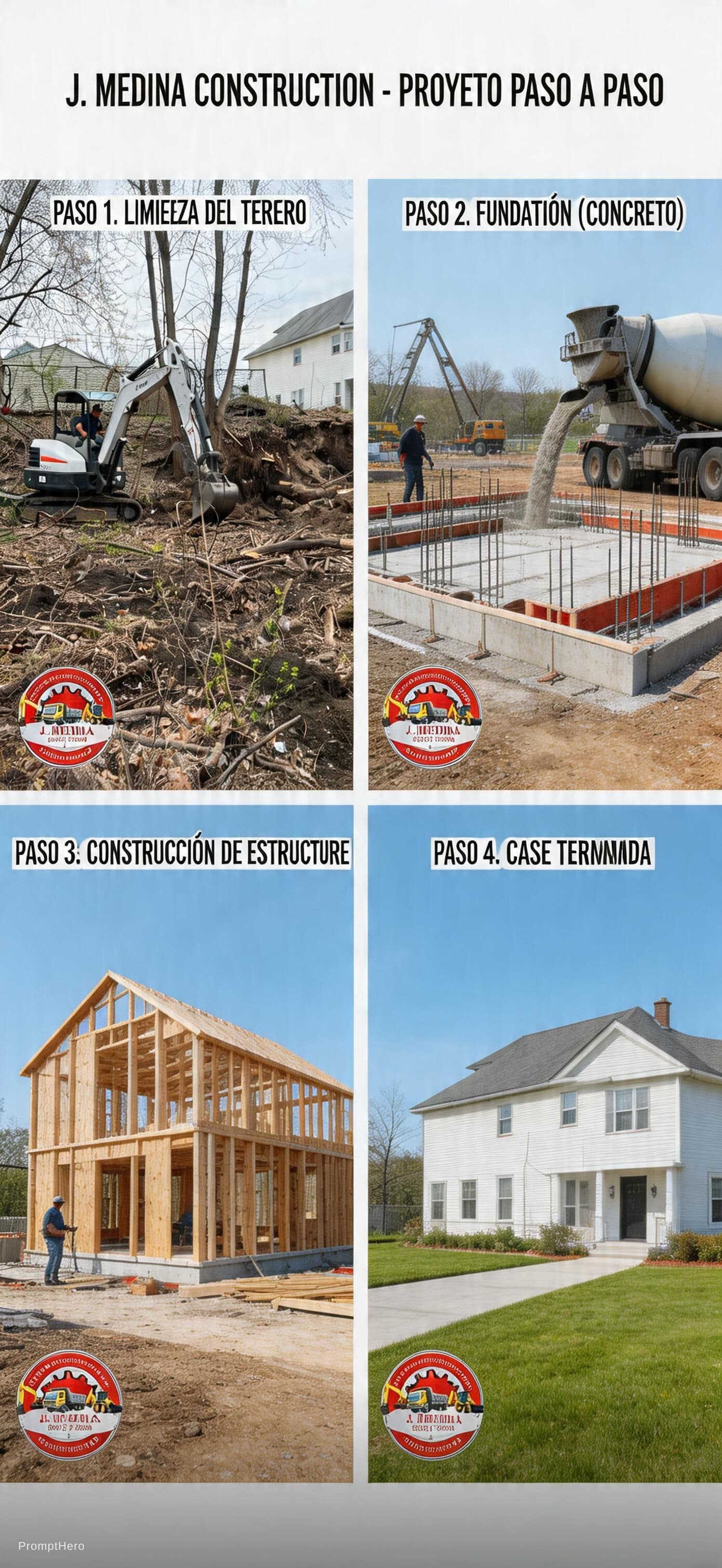 AI generated:  nuevo proyecto  paso a paso empezando con la fundicion de una casa hasta que este lista  terminada 