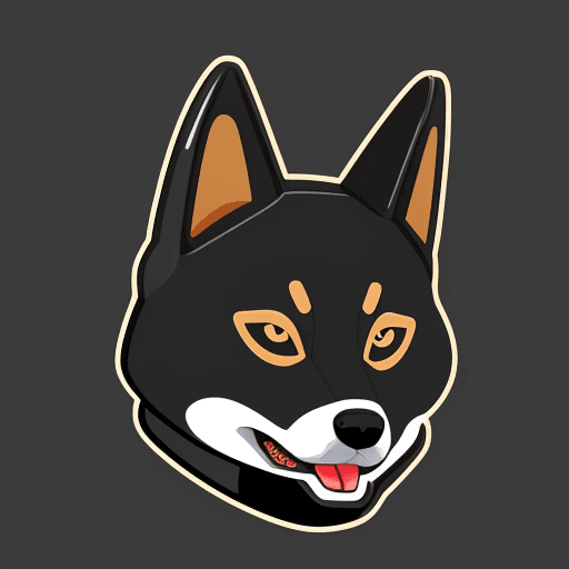 AI generated: cartoon vector illustrator icon race helmet, black contour, front viev, shiba dog
