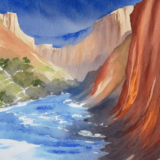 AI generated: "Challenge yourself to capture the grandeur of a rugged canyon or towering cliffs in a dramatic wate...