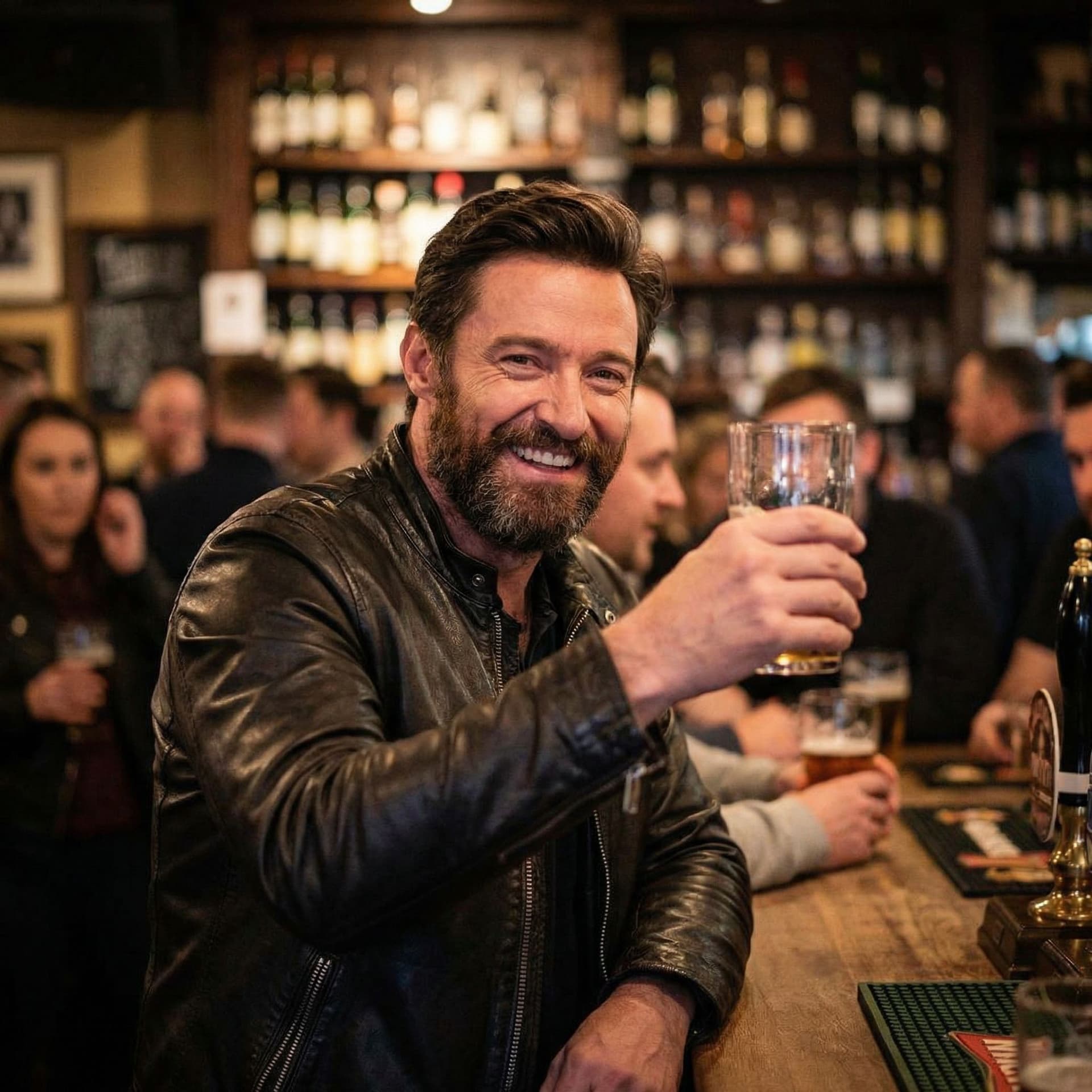 AI generated: in bar with awsome man