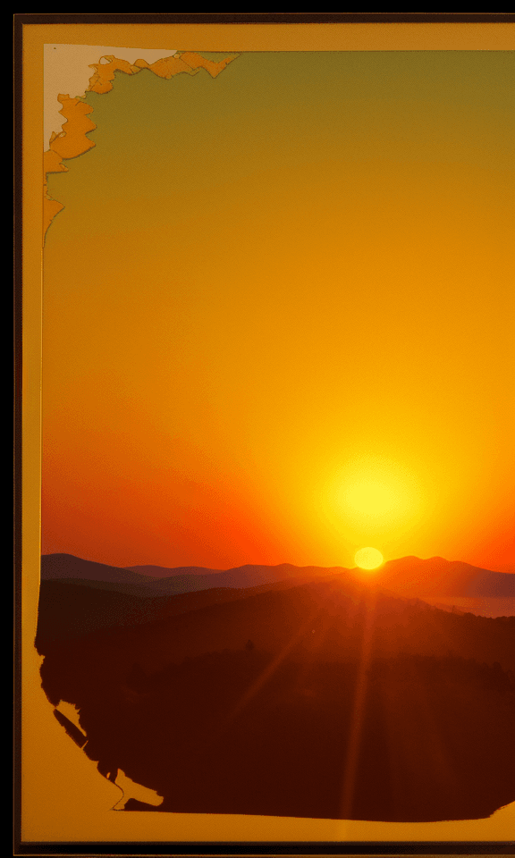 AI generated: A paper cut of a sunset, with warm colors, delicate hues, Frederic Edwin Church, Ray Tracing, golden...