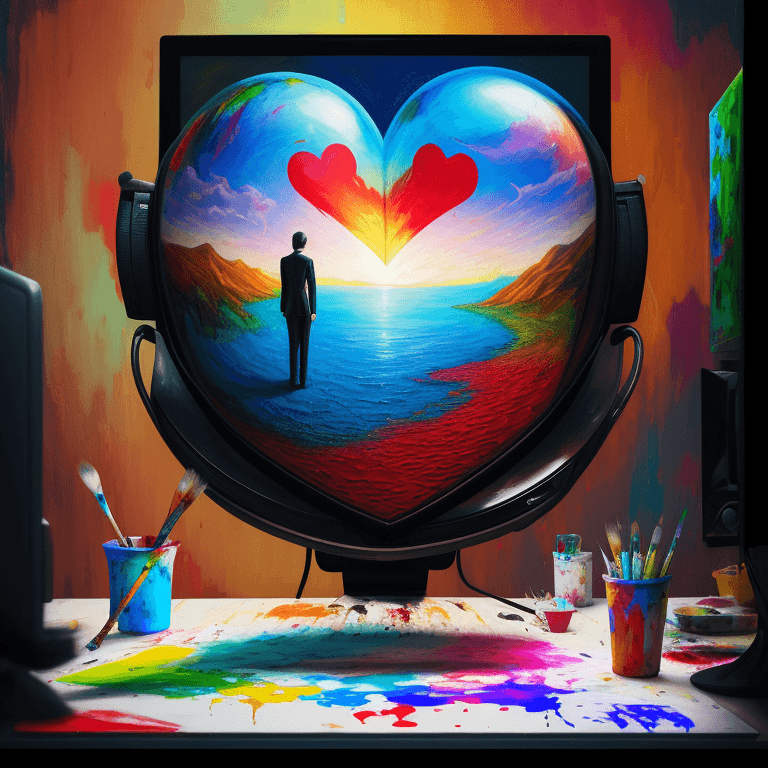 AI generated: Painting, Surreal art, computer heart