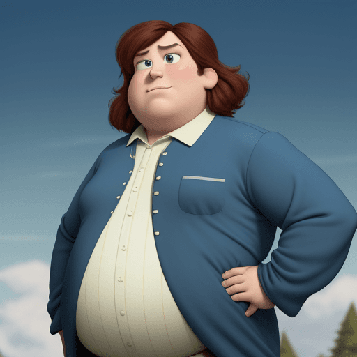 AI generated: Javier Milei 55 years old, fat and double chin, as a Pixar movie. 
