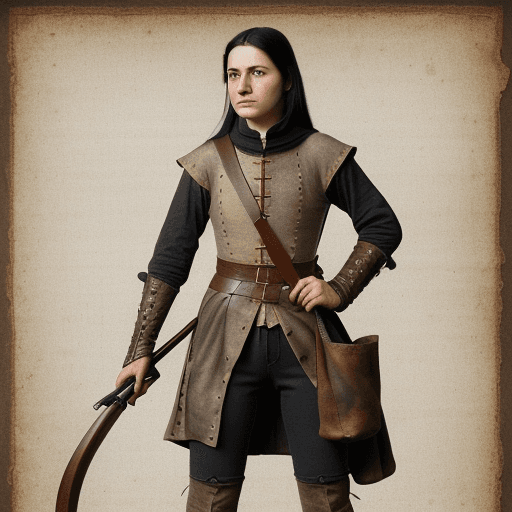 AI generated: Musket in hand, medieval, engineer, leather jerkin, renaissance, dirty looking, Pouch over shulder, ...