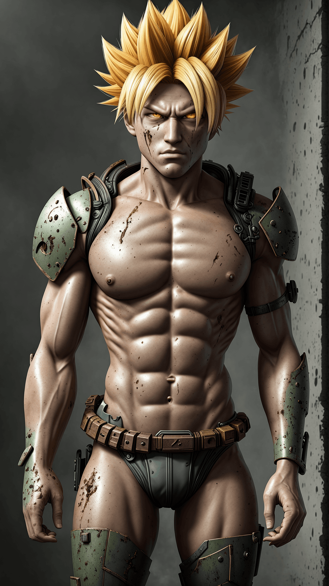 AI generated: a Goku super sayan male character, photorealistic, octane render, hyperrealistic, (skindentation:1. ...
