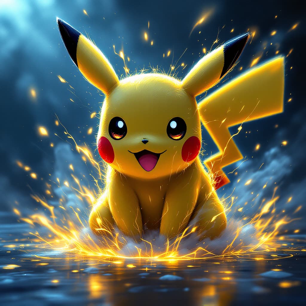 AI generated: pokemon wallpaper, Pikachu, hd background, in the style of chiaroscuro technique, suehiro maruo, ene...
