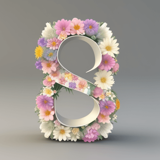 AI generated: letter K with  coloerd flowers 3d