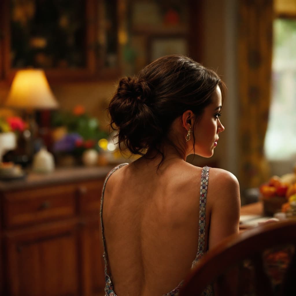 AI generated: Jane Kaczmarek, beautiful mother from the TV show Malcolm in the Middle, view from behind (big behin...