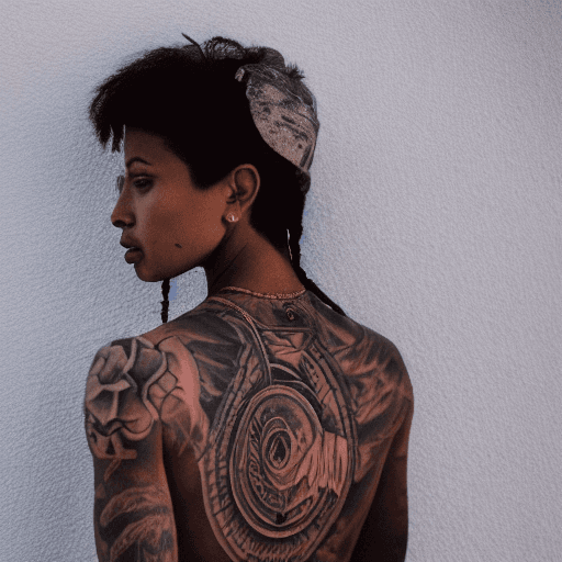 AI generated: hyper realistic photograph, portrait of a tattooed southamerican indigenous black woman, future punk...