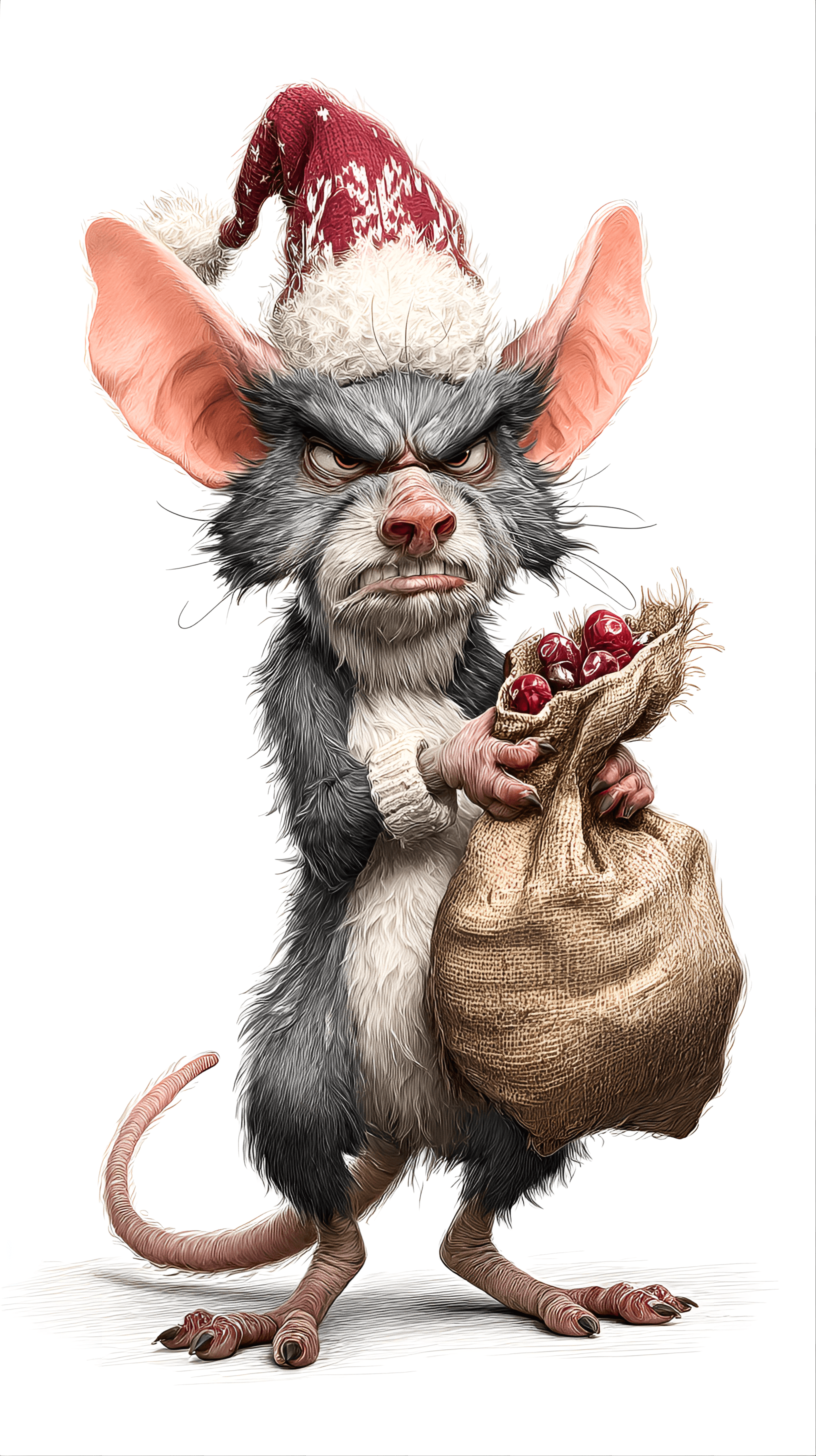 AI generated: grumpy anthropomorphic mouse is the central subject, depicted in a digital illustration style. The m...