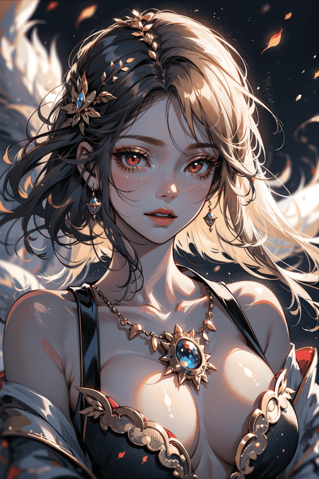 AI generated: ((cinematic light)), hyper detail, dramatic light, intricate details,(unreal kitsune, 1 girl, ethere...