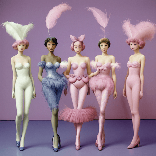 AI generated: paris women's week 1999, in the style of whimsical imaginative creatures, pastel dream, kees van don...