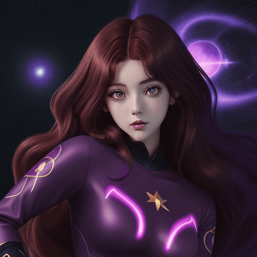 AI generated: anime vibes, stars in her eyes, loish art style, glowing aesthetic, anime girl with dark mahogany ha...