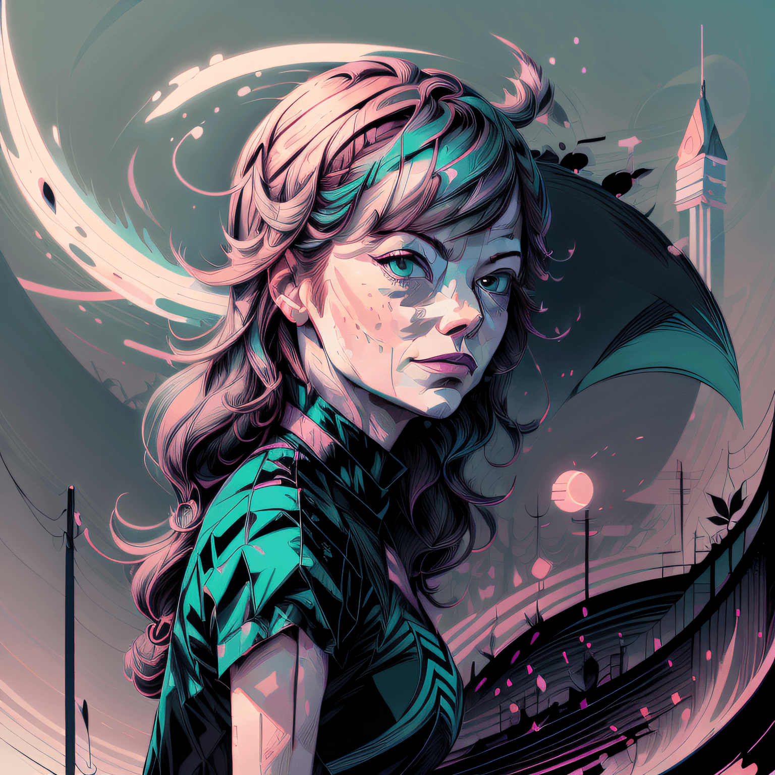 AI generated: Emma Stone, lora pastel vector illustrated