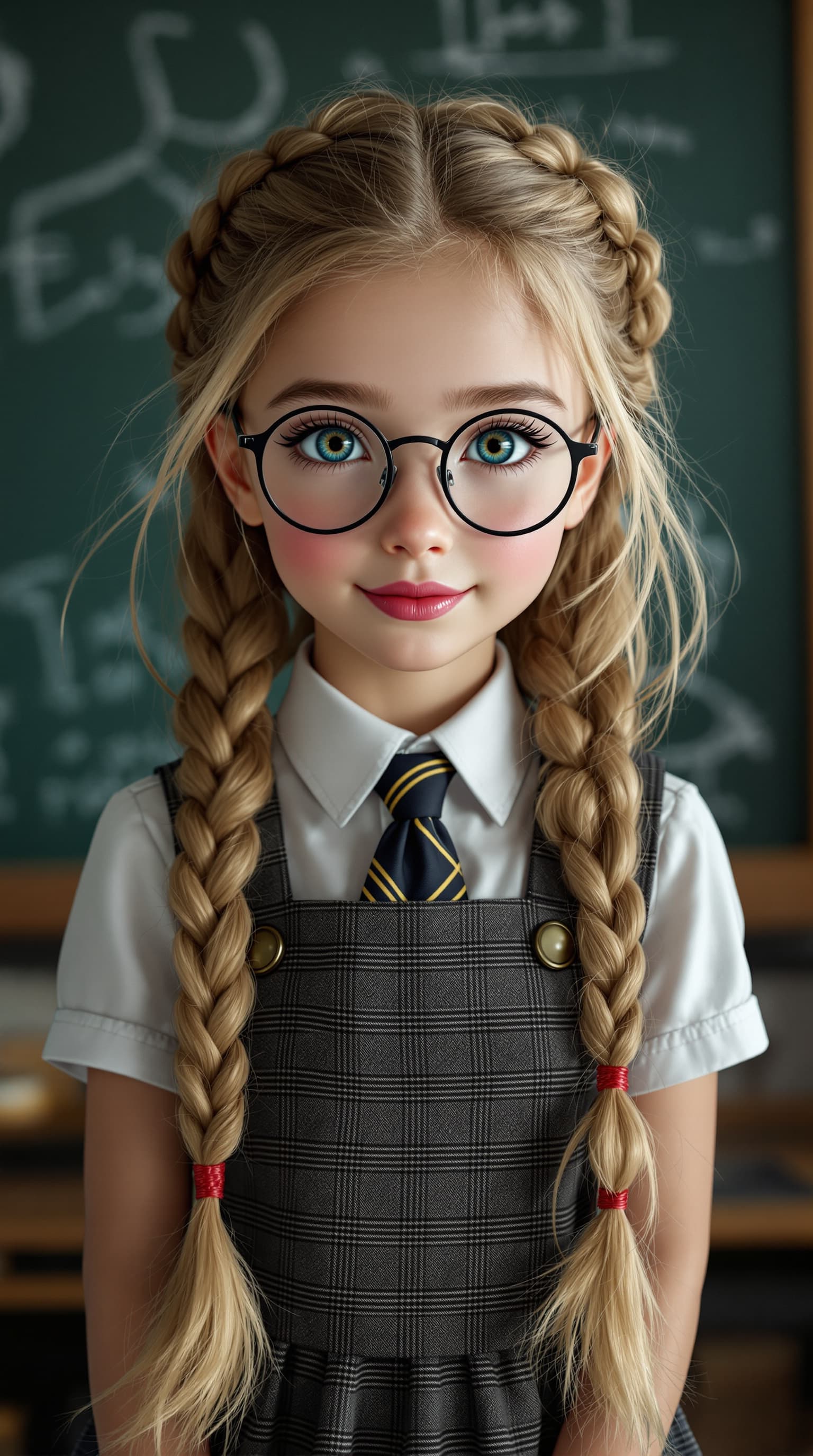 AI generated: a professional photo of a exceptionally beautiful 3rd grade girl in the world, in a highly detailed,...