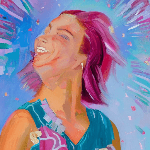 AI generated: The portrait depicts a captivating young lady, her vibrant personality shining through every brushst...