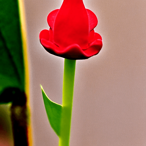 AI generated:  red flower bud emerging from the stem