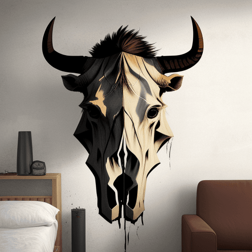AI generated: walltattoo BisonSkull 