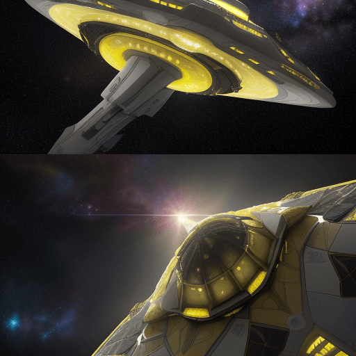 AI generated: "Against the backdrop of a lemon-infused nebula, a cutting-edge starship embarks on a daring interst...