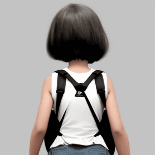 AI generated: misalignment of the shoulders and hips in a child with a backpack poorly positioned on their back