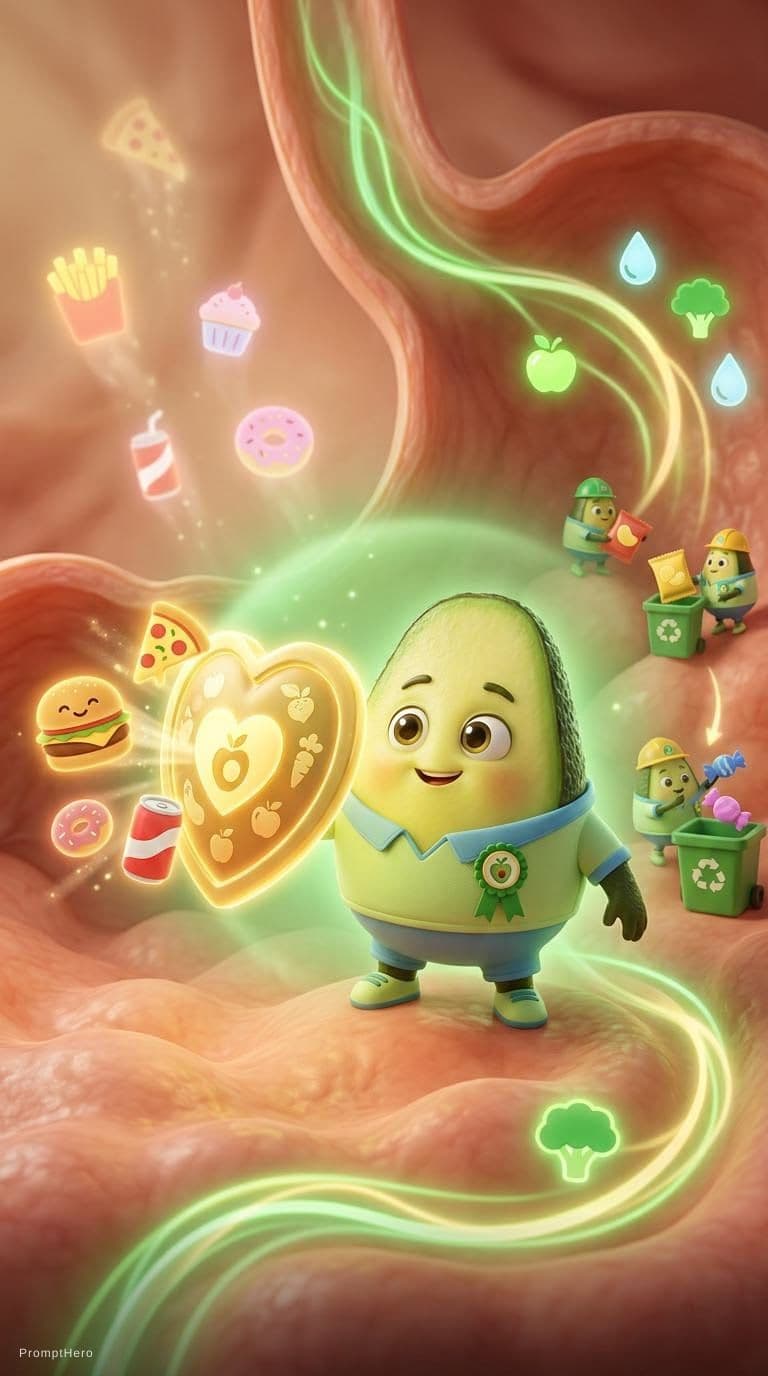 AI generated: Create a cute Pixar-style anthropomorphic avocado character with creamy green texture, large express...