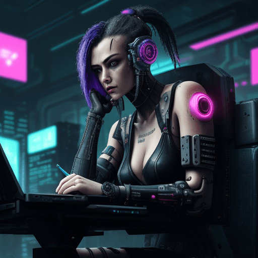 AI generated: Machine, cyberpunk style, write a detailed promt for the image