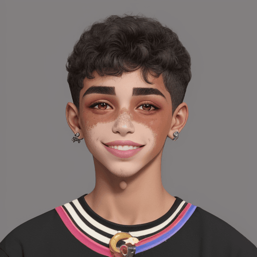 AI generated: Muchacho de 21 años apariencia semi-fornida de tez morena con vitiligo, ojos rasgados de color cafe ...