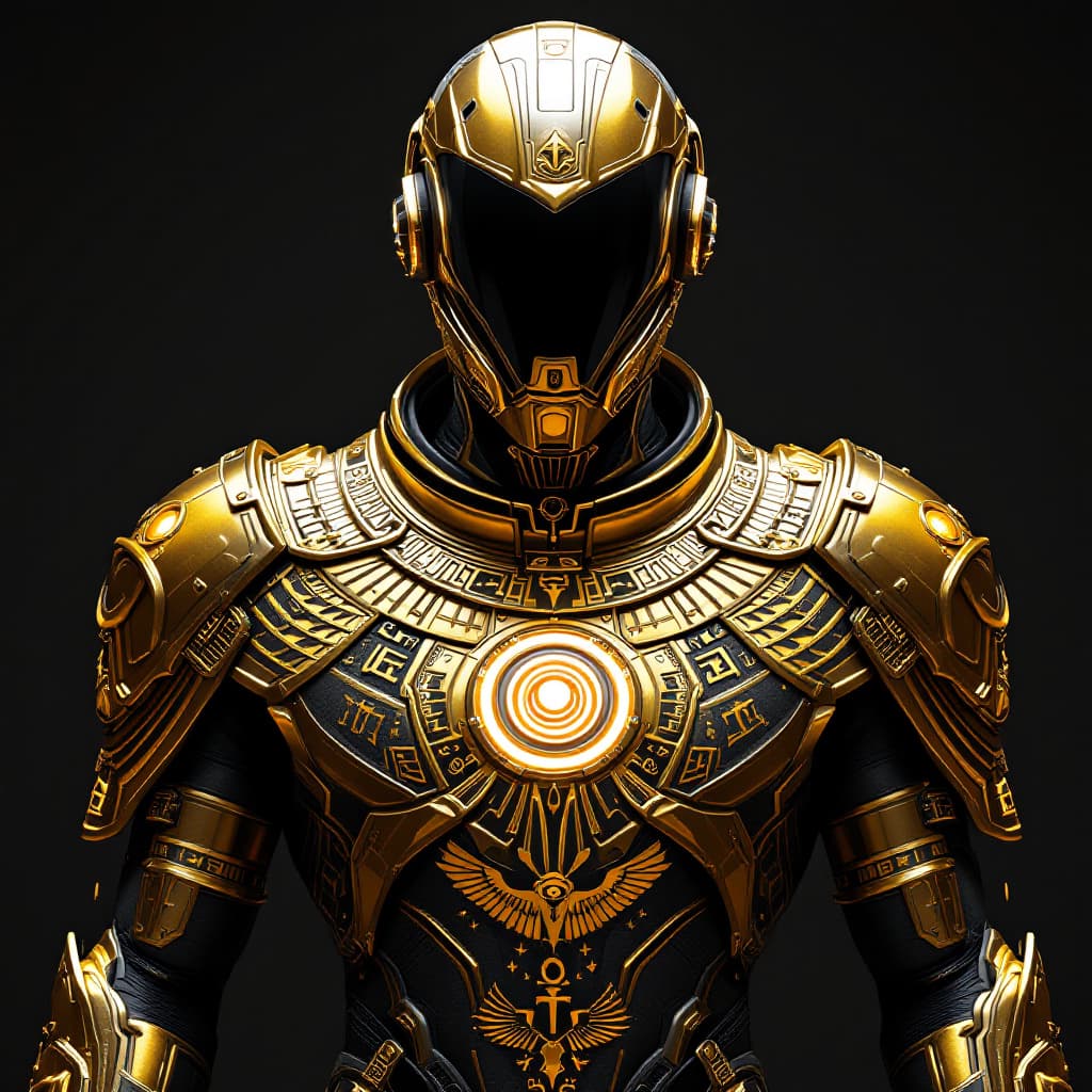 AI generated: Create a photorealistic depiction of this character:
A majestic Anunnaki figure wearing an ancient y...