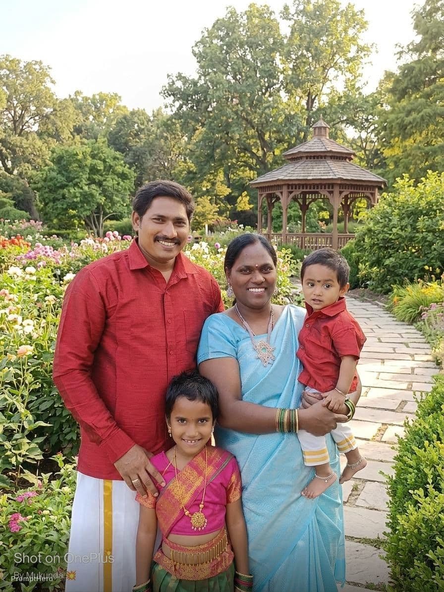 AI generated: Happy family ib garden