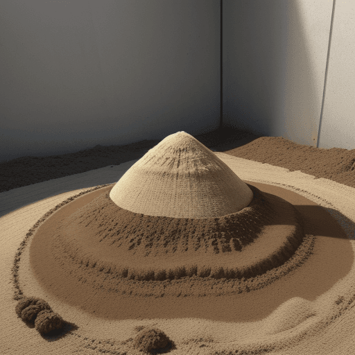 AI generated: a rug covering up a mound of dirt sweeped under it