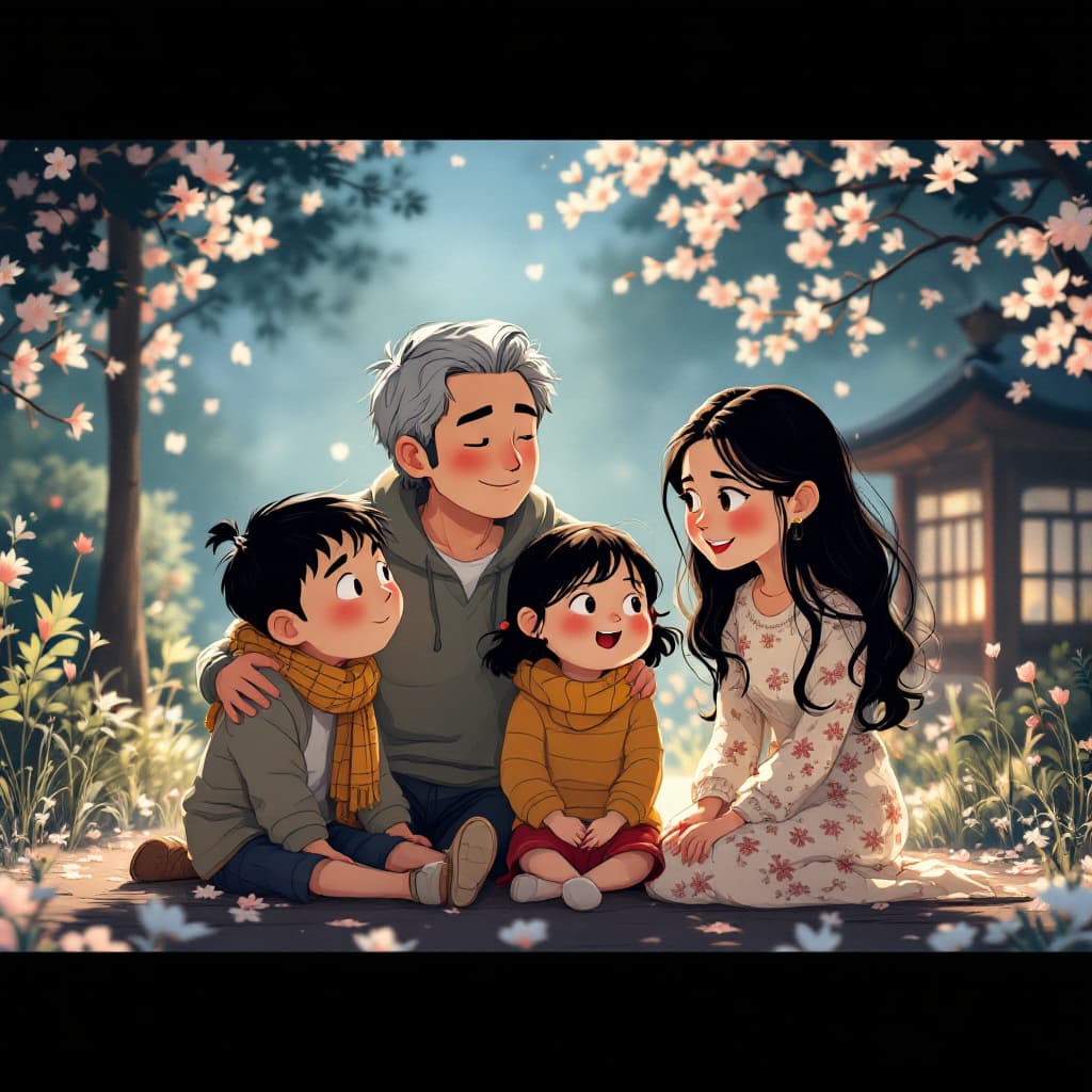 AI generated: a simple cartoon of a beautiful family , white background,  I can't believe how beautiful this is --...
