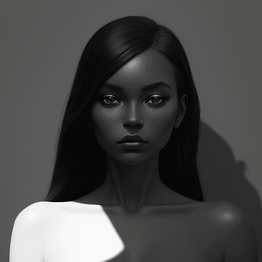 AI generated: a black and white photo of a woman with shadow., in the style of minimalist beauty, light bronze and...