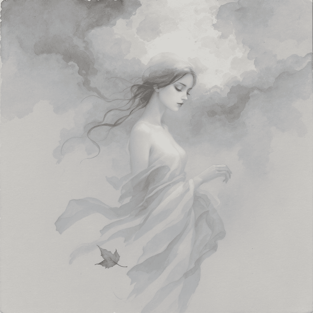 AI generated: A delicate watercolor painting depicting "O Nada" – the concept of nothingness – as a serene and rev...