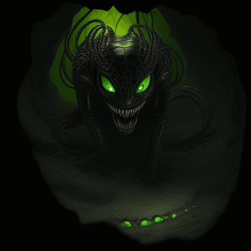 AI generated: Full body photo of a scary alien creature that looks like a centipede with venom coming out from its...