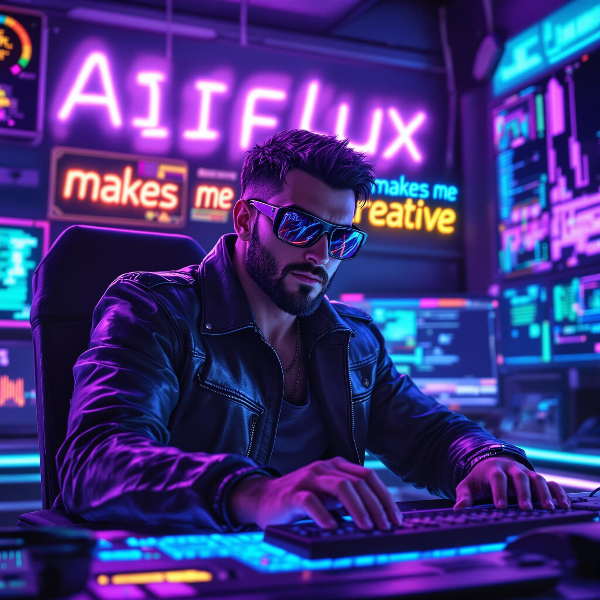 AI generated: A cinematic, hyper-realistic illustration of a cyberpunk setting. In a neon-lit, futuristic control ...
