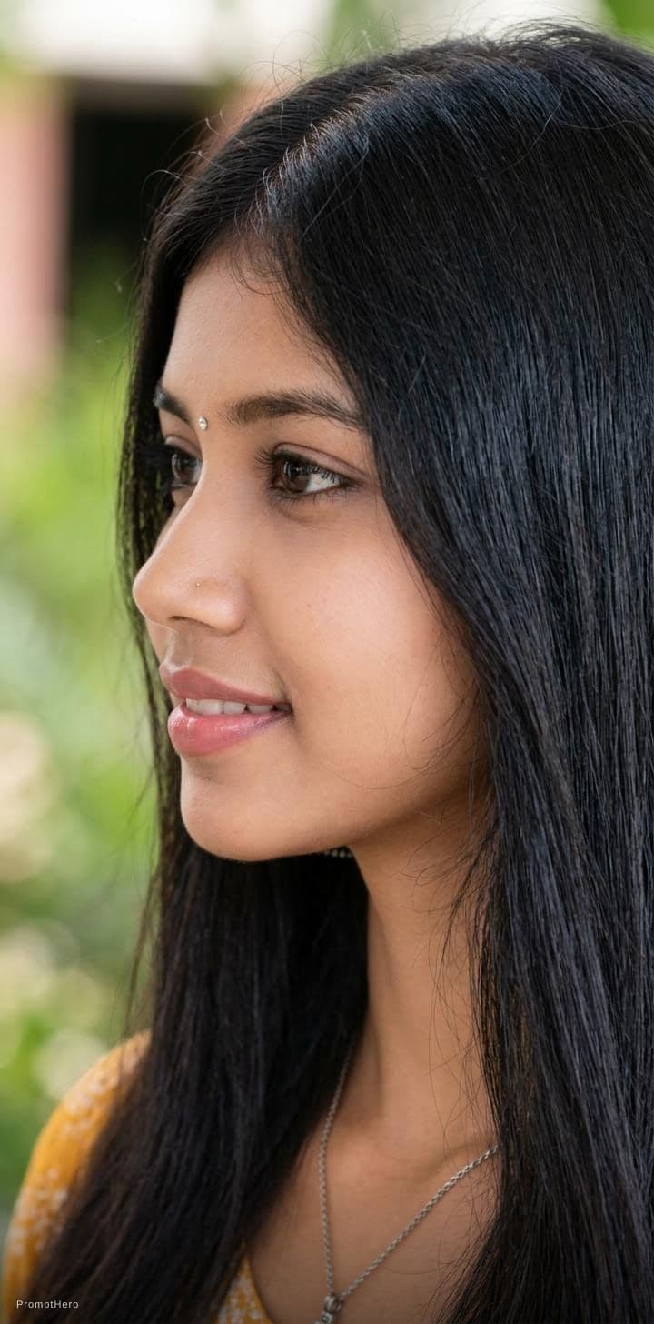 AI generated: woman, side view, slight smile, shot on a Canon A7 III --no freckles --chaos 75 --ar 1:2 --raw --pro...