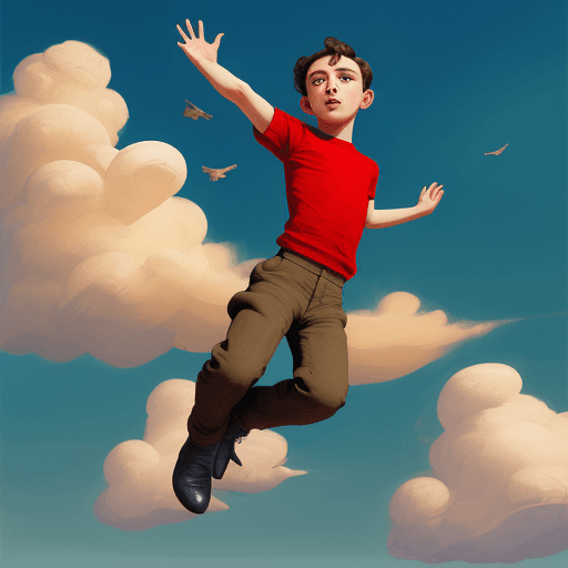 AI generated: boy flying in the style of 
Antonio Segura Donat
