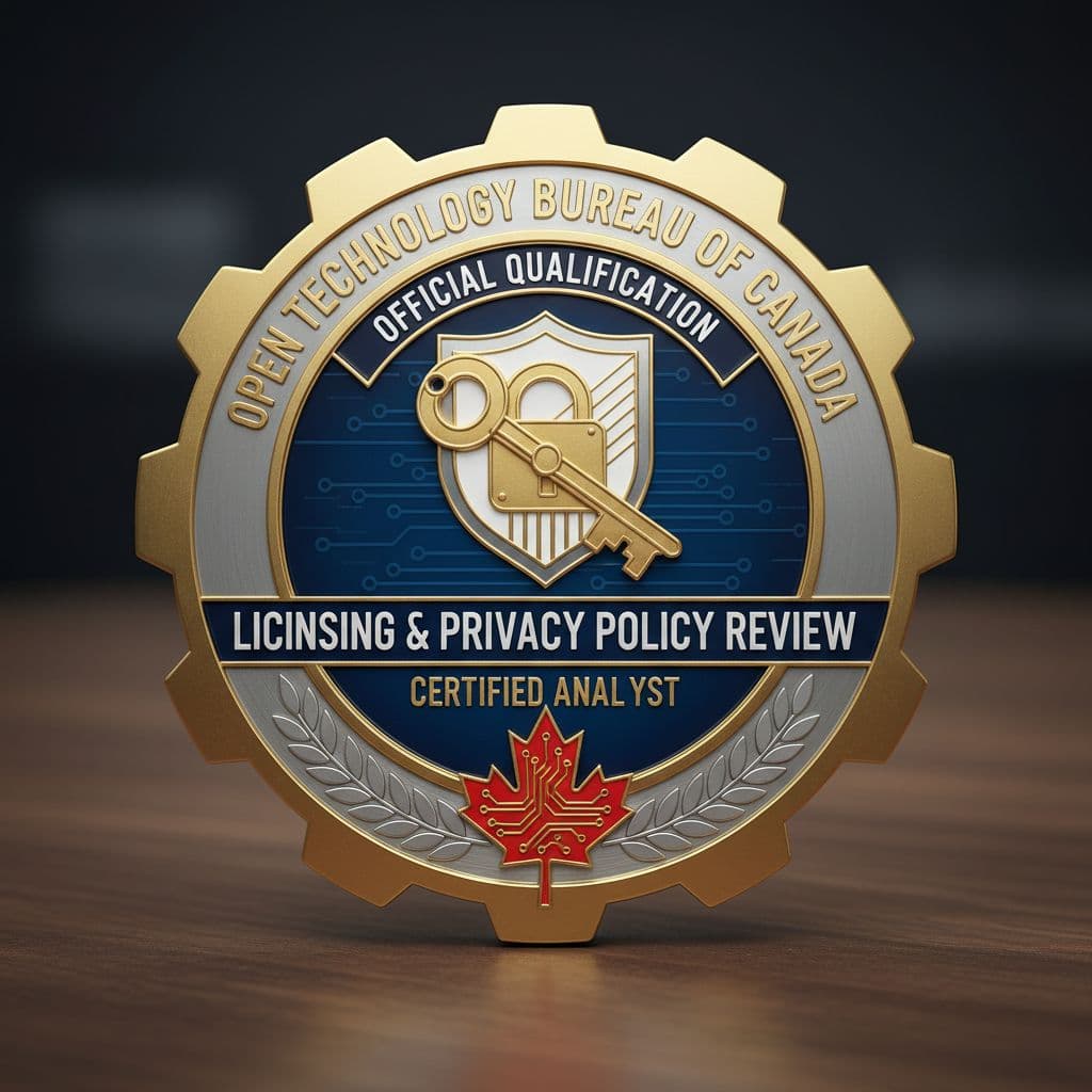 AI generated: Create a professional badge that signifies a qualification from the Open Technology Bureau of Canada...