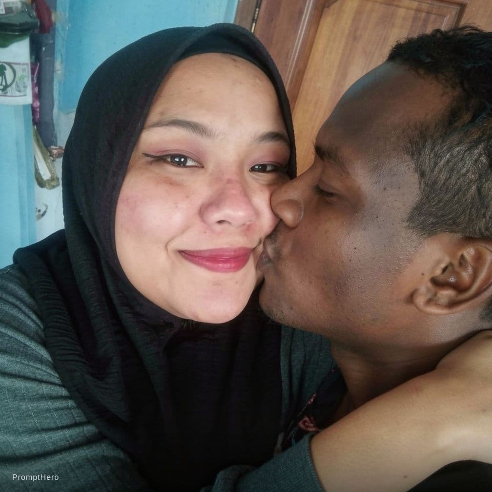 AI generated: French kissing with black guy 
