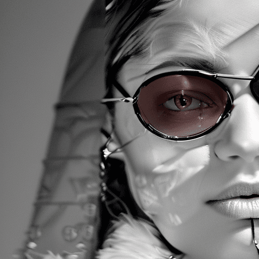 AI generated: commercial portrait a beautiful multiracial girl in pink jacket, chiseled cheeks, tearful eyes, domi...